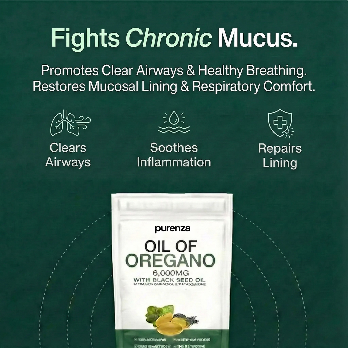 PURENZA OREGANO & BLACK SEED OIL — SUPPORTS CLEAR SINUSES & EASIER BREATHING