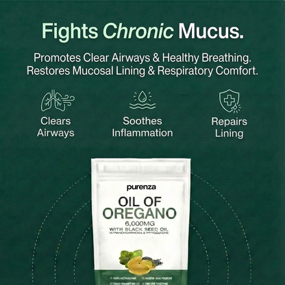PURENZA OREGANO & BLACK SEED OIL — SUPPORTS CLEAR SINUSES & EASIER BREATHING