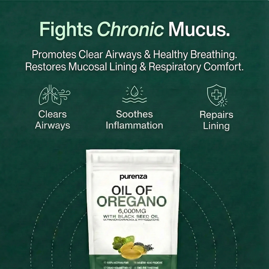 PURENZA OREGANO & BLACK SEED OIL — SUPPORTS CLEAR SINUSES & EASIER BREATHING
