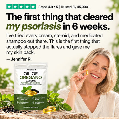 PURENZA OREGANO & BLACK SEED OIL — SOOTHES SKIN & SCALP FROM THE INSIDE OUT